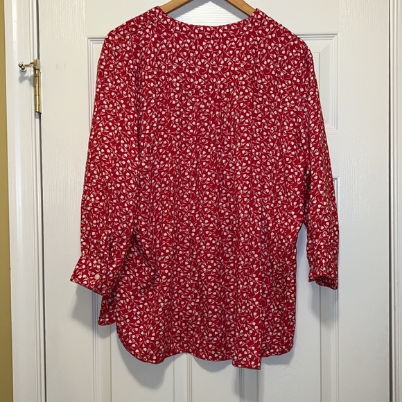 Coldwater Creek XL red and white 3/4 sleeve blouse. - Picture 4 of 5